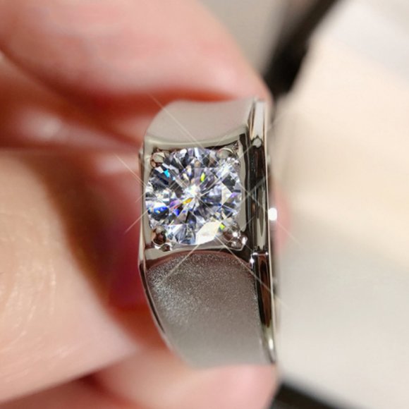 Imitation Mosanite inlaid eight heart eight arrow zircon opening ring - Picture 1 of 5